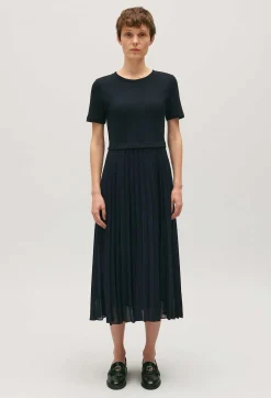 Claudie Pierlot Long Dual-Fabric Twist Dress*Women Dresses