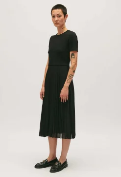Claudie Pierlot Long Dual-Fabric Twist Dress*Women Dresses
