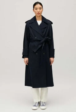 Claudie Pierlot Long Navy Trench Coat*Women Jackets And Coats