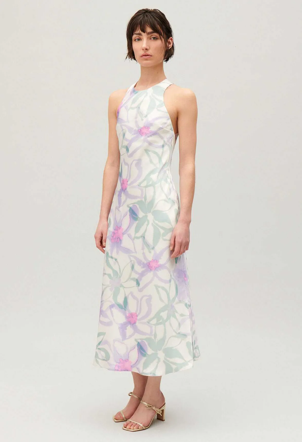 Claudie Pierlot Long Printed Satin-Effect Dress*Women Dresses
