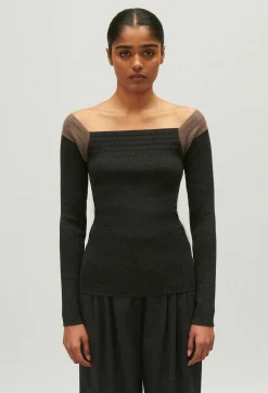 Claudie Pierlot Marled Grey Ribbed Jumper*Women Sweaters And Cardigans