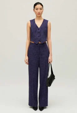 Claudie Pierlot Navy Checked Suit Waistcoat*Women Blazers