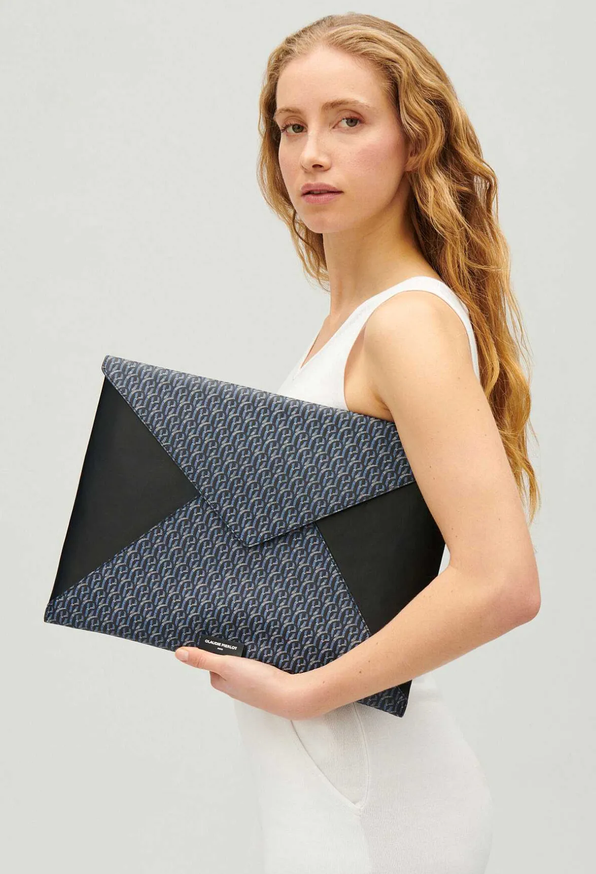Claudie Pierlot Navy Monogrammed Laptop Sleeve*Women Small Leather Goods