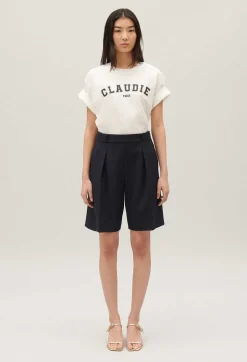 Claudie Pierlot Navy Straight Bermuda Shorts*Women Skirts And Shorts
