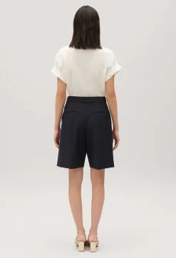 Claudie Pierlot Navy Straight Bermuda Shorts*Women Skirts And Shorts