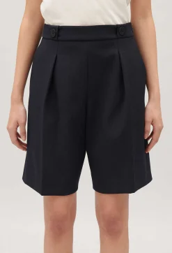 Claudie Pierlot Navy Straight Bermuda Shorts*Women Skirts And Shorts