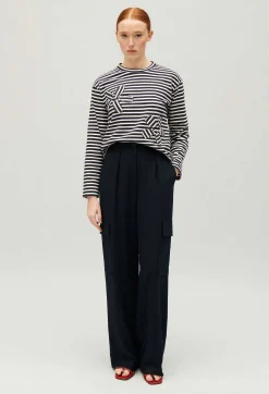 Claudie Pierlot Navy Striped T-Shirt*Women T-Shirts