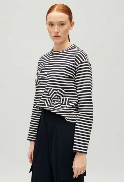 Claudie Pierlot Navy Striped T-Shirt*Women T-Shirts