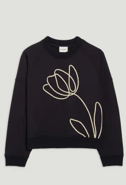 Claudie Pierlot Navy Sweatshirt With Flower Embroidery*Women Sweaters And Cardigans