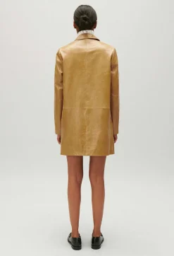 Claudie Pierlot Ochre Yellow Long Leather Jacket*Women Jackets And Coats