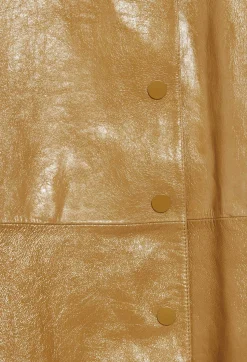 Claudie Pierlot Ochre Yellow Long Leather Jacket*Women Jackets And Coats