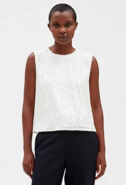 Claudie Pierlot Off-White Sequinned Sleeveless Top*Women Tops And Shirts
