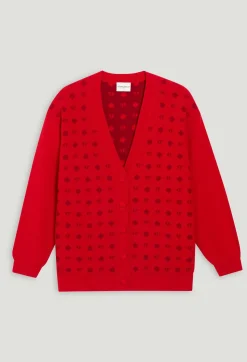 Claudie Pierlot Red Jacquard Cardigan*Women Sweaters And Cardigans