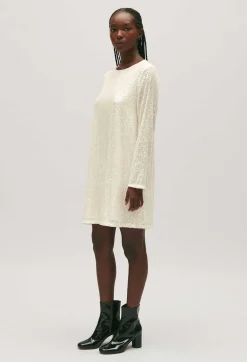 Claudie Pierlot Rififi Short Ecru Dress With Sequins*Women Dresses