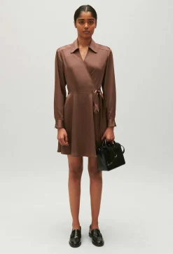 Claudie Pierlot Rixie Mocha Brown Short Floaty Dress*Women Dresses