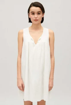 Claudie Pierlot Ruched Short Cream Dress*Women Dresses