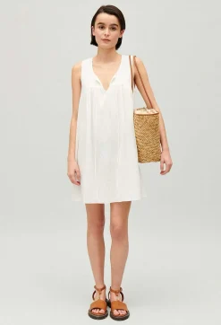 Claudie Pierlot Ruched Short Cream Dress*Women Dresses