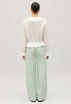 Claudie Pierlot Ruffled Cream Basque Shirt*Women Tops And Shirts