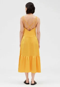 Claudie Pierlot Satiny Yellow Midi Dress*Women Dresses
