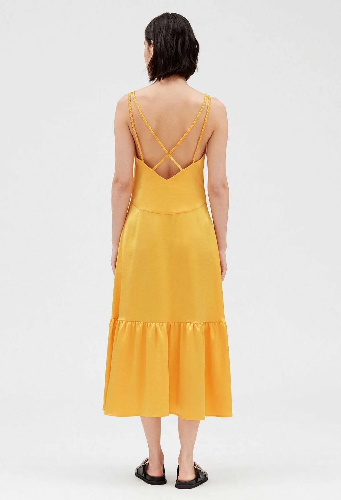 Claudie Pierlot Satiny Yellow Midi Dress*Women Dresses