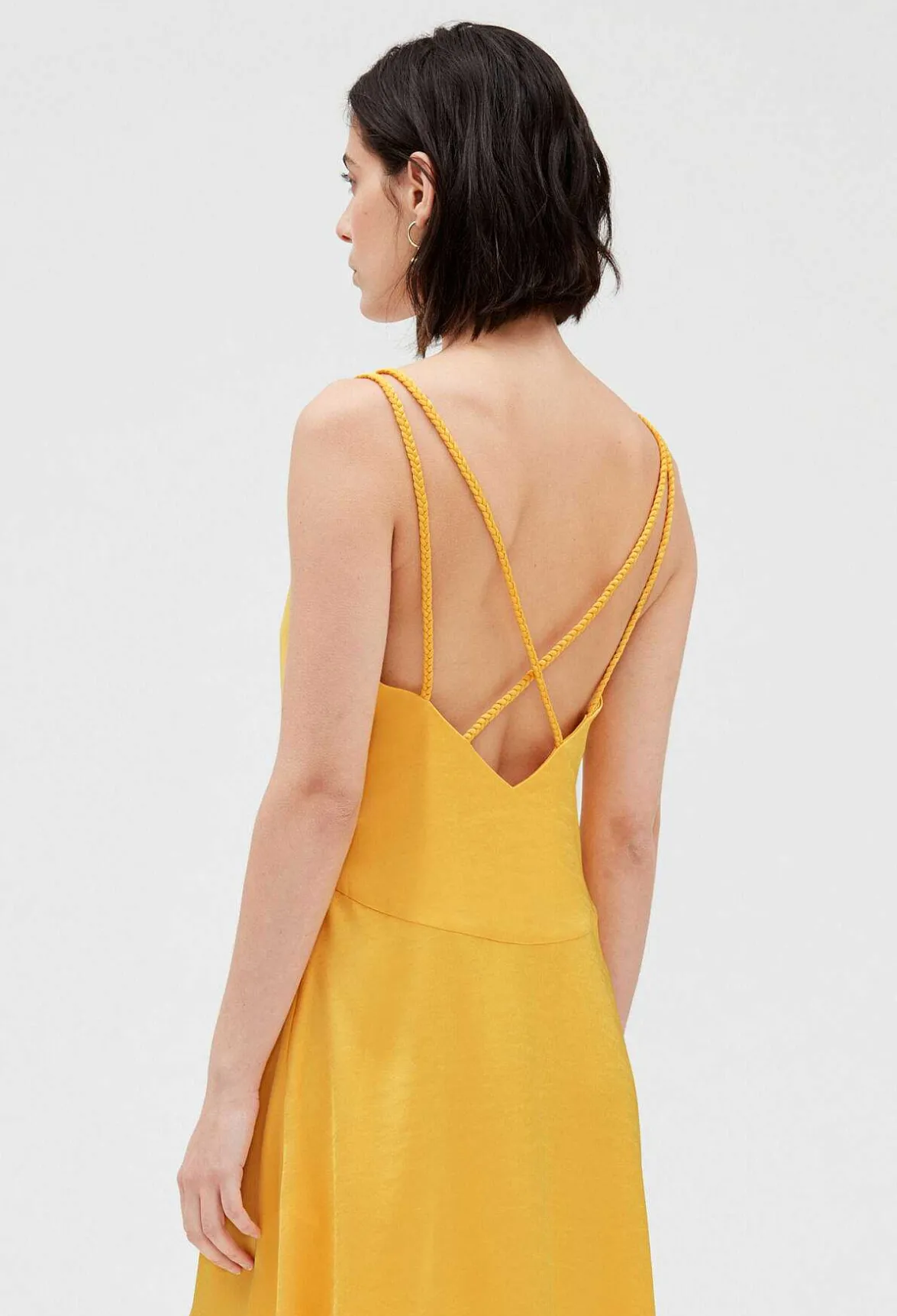 Claudie Pierlot Satiny Yellow Midi Dress*Women Dresses