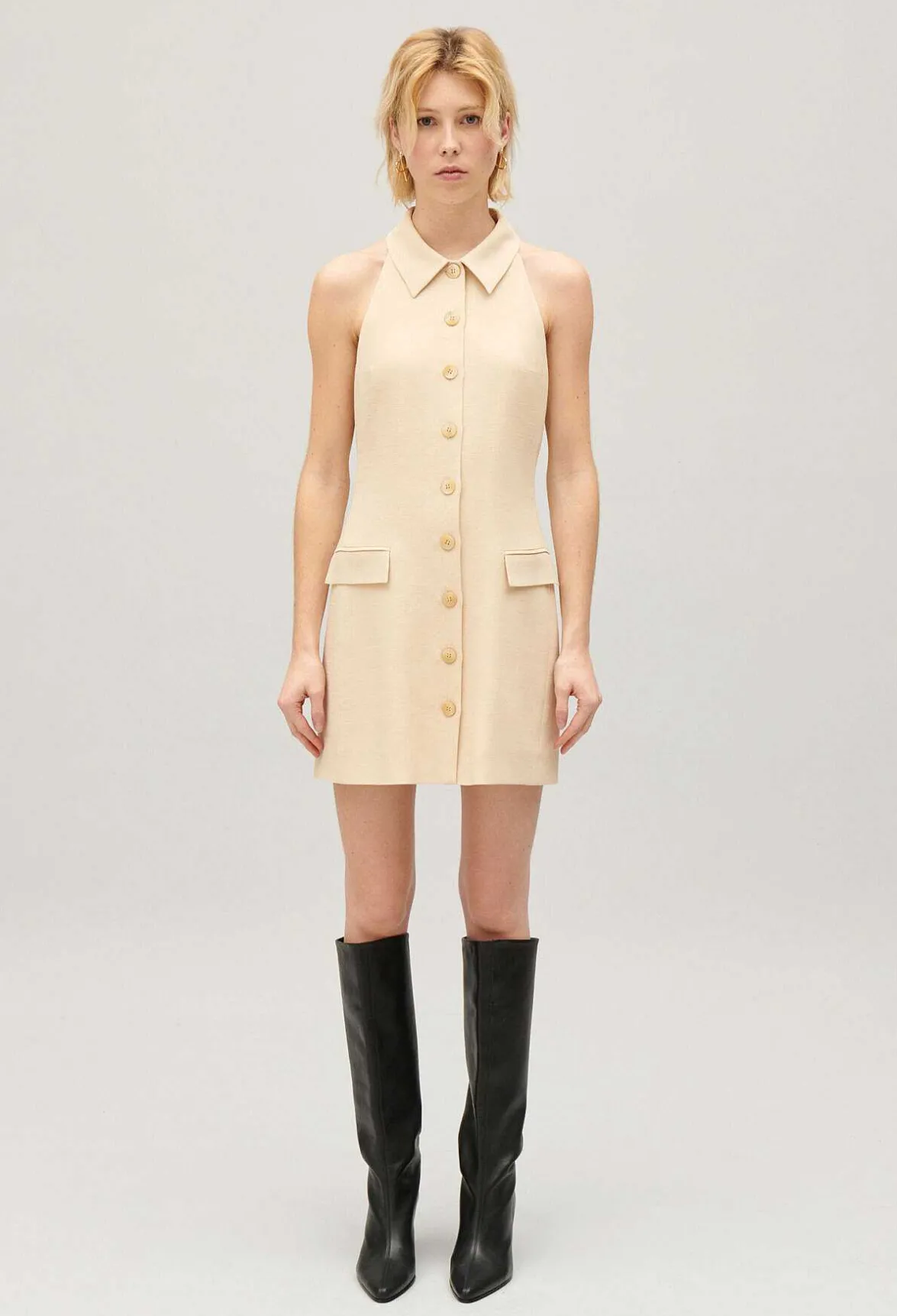 Claudie Pierlot Short Beige Button Dress*Women Dresses