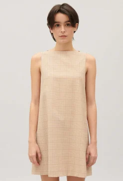 Claudie Pierlot Short Beige Checked Dress*Women Dresses