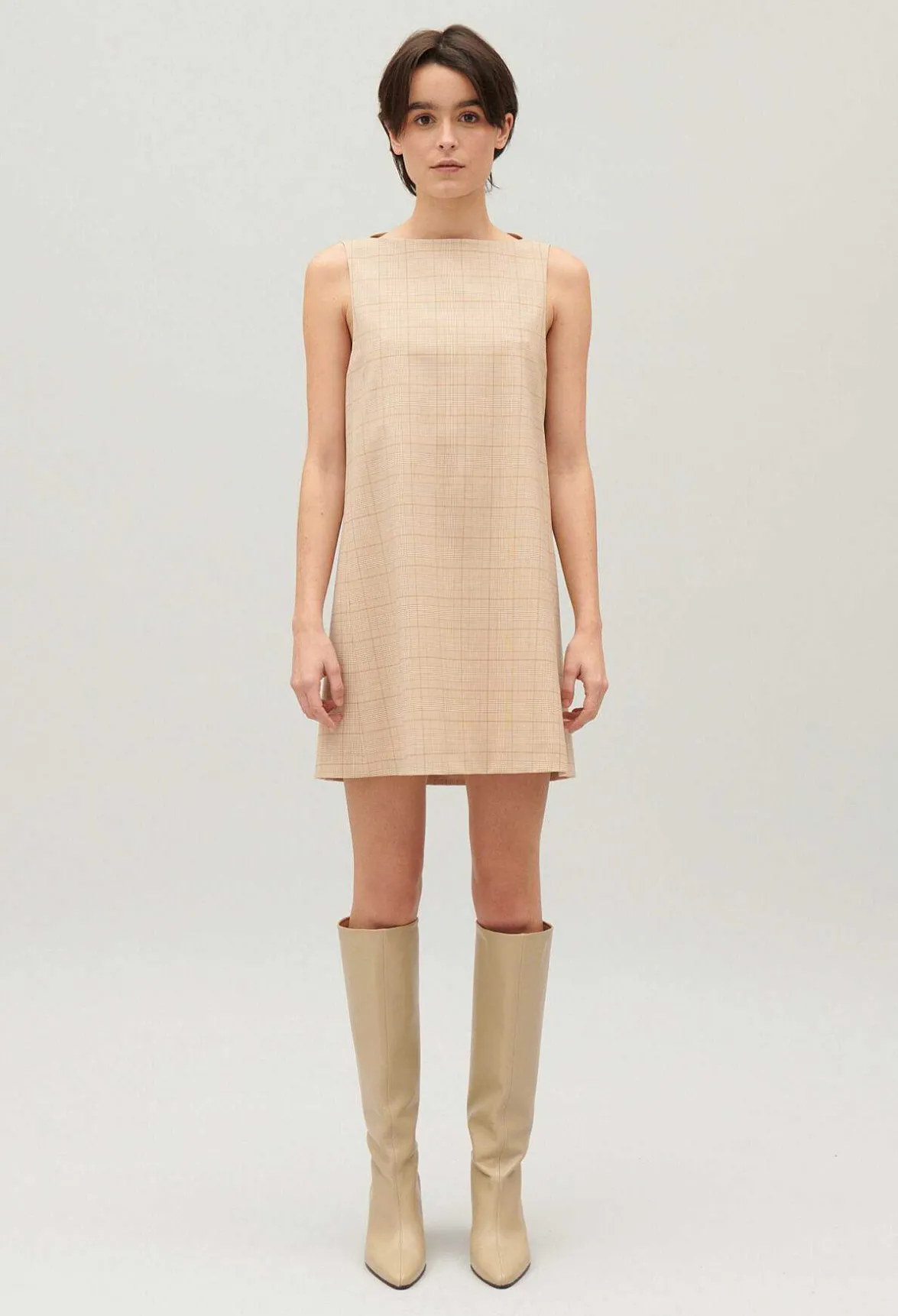 Claudie Pierlot Short Beige Checked Dress*Women Dresses