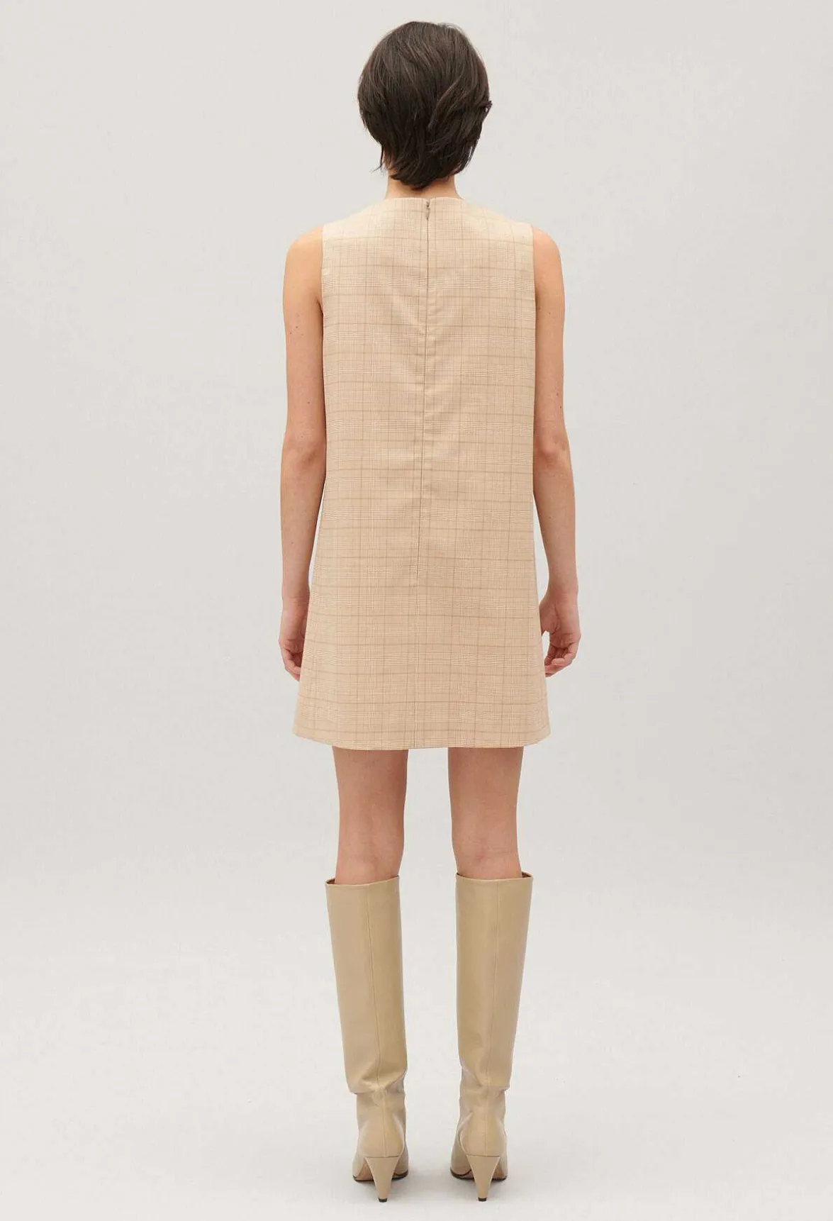 Claudie Pierlot Short Beige Checked Dress*Women Dresses