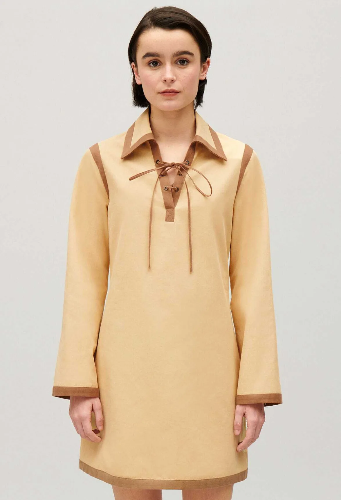 Claudie Pierlot Short Beige Lace-Up Dress*Women Dresses