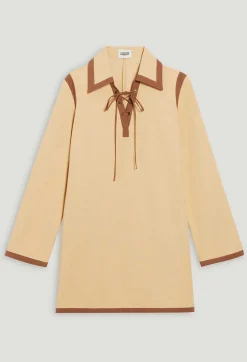 Claudie Pierlot Short Beige Lace-Up Dress*Women Dresses