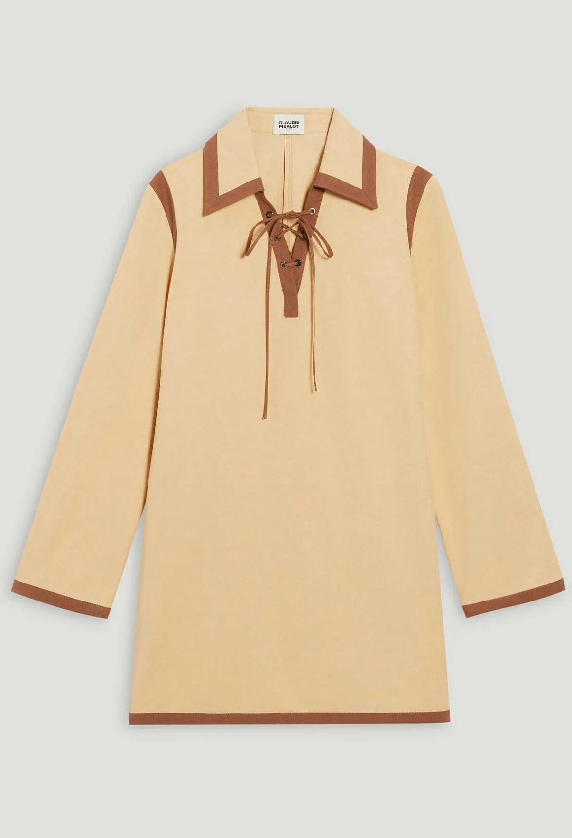 Claudie Pierlot Short Beige Lace-Up Dress*Women Dresses