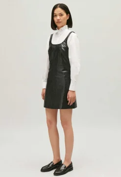 Claudie Pierlot Short Black Leather Tunic Dress*Women Dresses