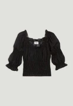 Claudie Pierlot Short Black Ruffled Blouse*Women Tops And Shirts