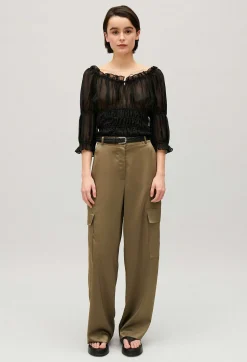 Claudie Pierlot Short Black Ruffled Blouse*Women Tops And Shirts