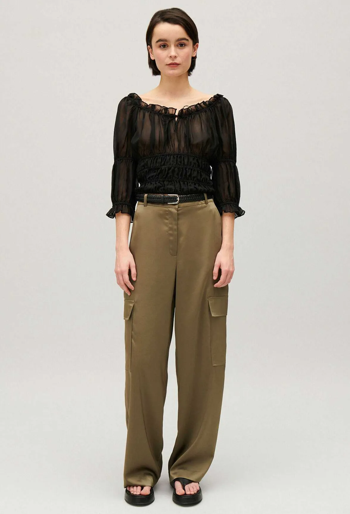 Claudie Pierlot Short Black Ruffled Blouse*Women Tops And Shirts