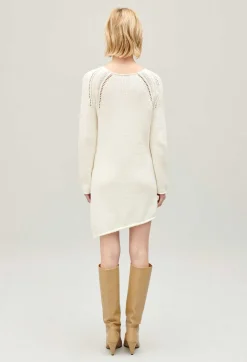 Claudie Pierlot Short Ecru Asymmetric Knitted Dress*Women Dresses