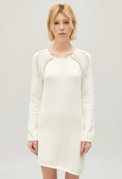 Claudie Pierlot Short Ecru Asymmetric Knitted Dress*Women Dresses