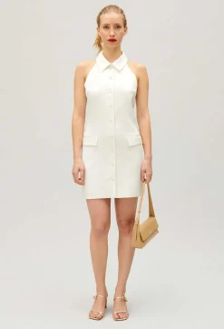 Claudie Pierlot Short Ecru Satin Dress*Women Dresses