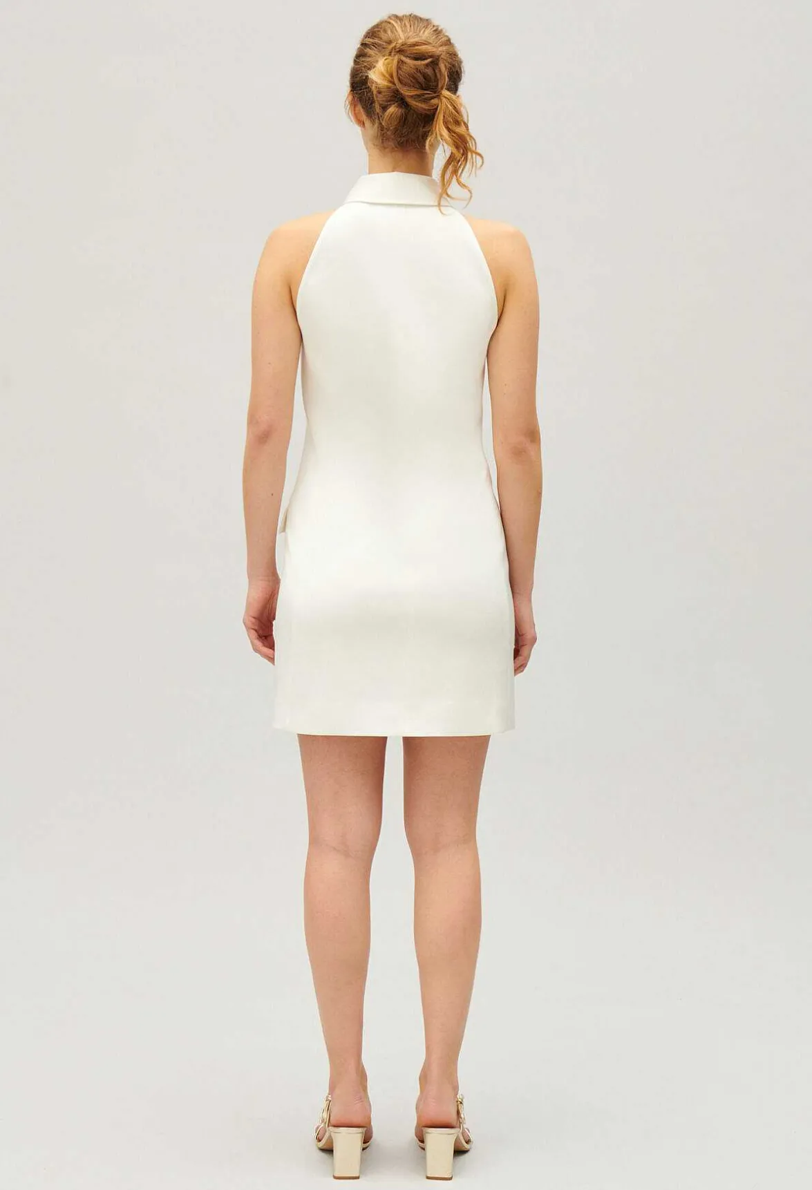 Claudie Pierlot Short Ecru Satin Dress*Women Dresses