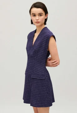 Claudie Pierlot Short Indigo Checked Dress*Women Dresses