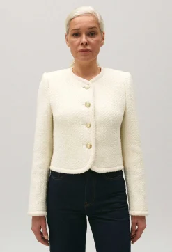 Claudie Pierlot Short Ivory Tweed Jacket*Women Blazers