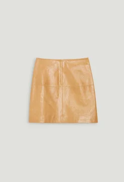 Claudie Pierlot Short Ochre Yellow Leather Skirt*Women Skirts And Shorts