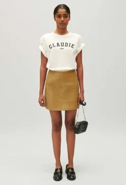 Claudie Pierlot Short Ochre Yellow Leather Skirt*Women Skirts And Shorts