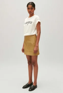 Claudie Pierlot Short Ochre Yellow Leather Skirt*Women Skirts And Shorts