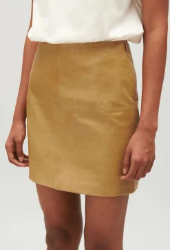 Claudie Pierlot Short Ochre Yellow Leather Skirt*Women Skirts And Shorts