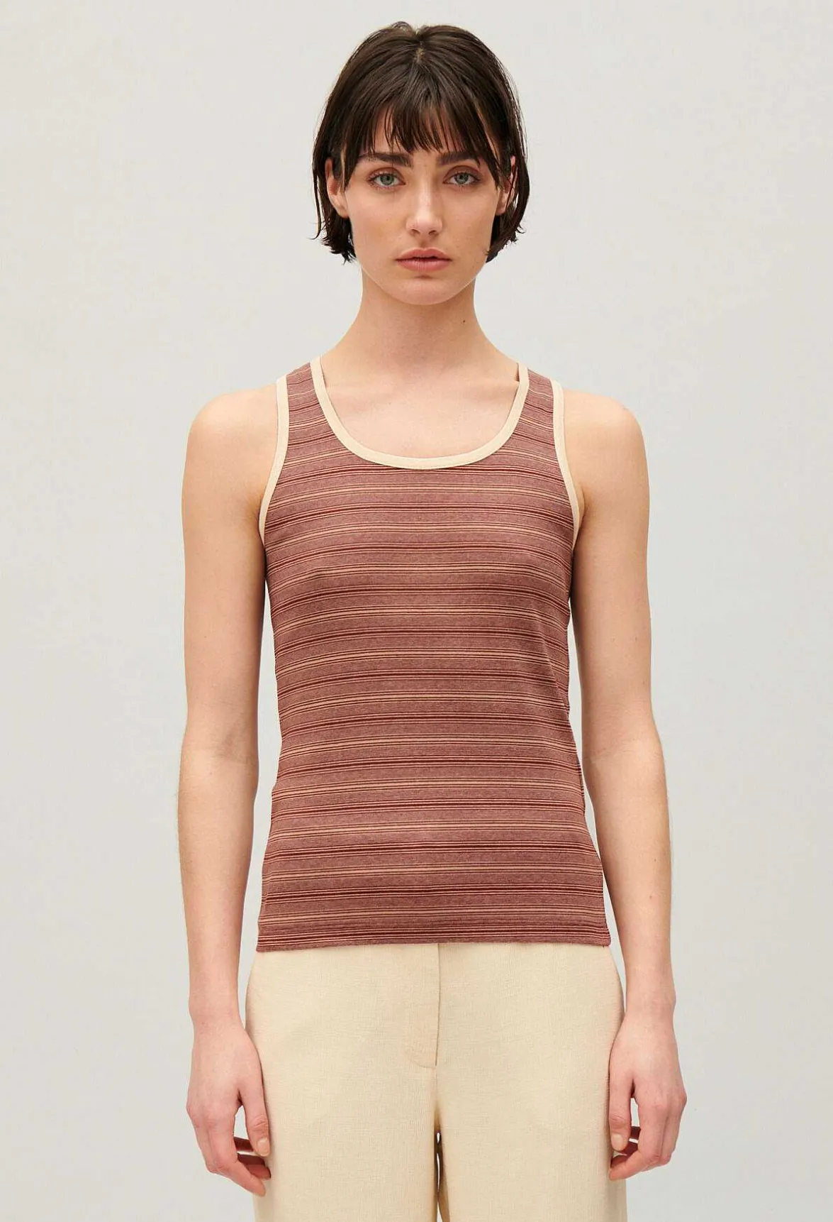 Claudie Pierlot Striped Brown Vest Top*Women T-Shirts