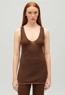 Claudie Pierlot Striped Brown Vest Top*Women Tops And Shirts