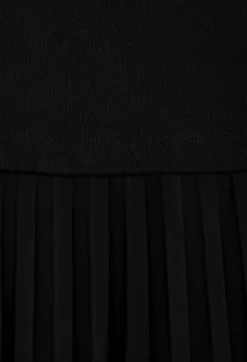 Claudie Pierlot Twist Black Bi-Material Midi Dress*Women Dresses