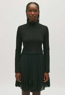 Claudie Pierlot Twist Short Black Pleated Dress*Women Dresses